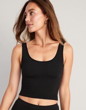 Old Navy Cropped Rib-Knit Seamless Cami Bra Top for Women black