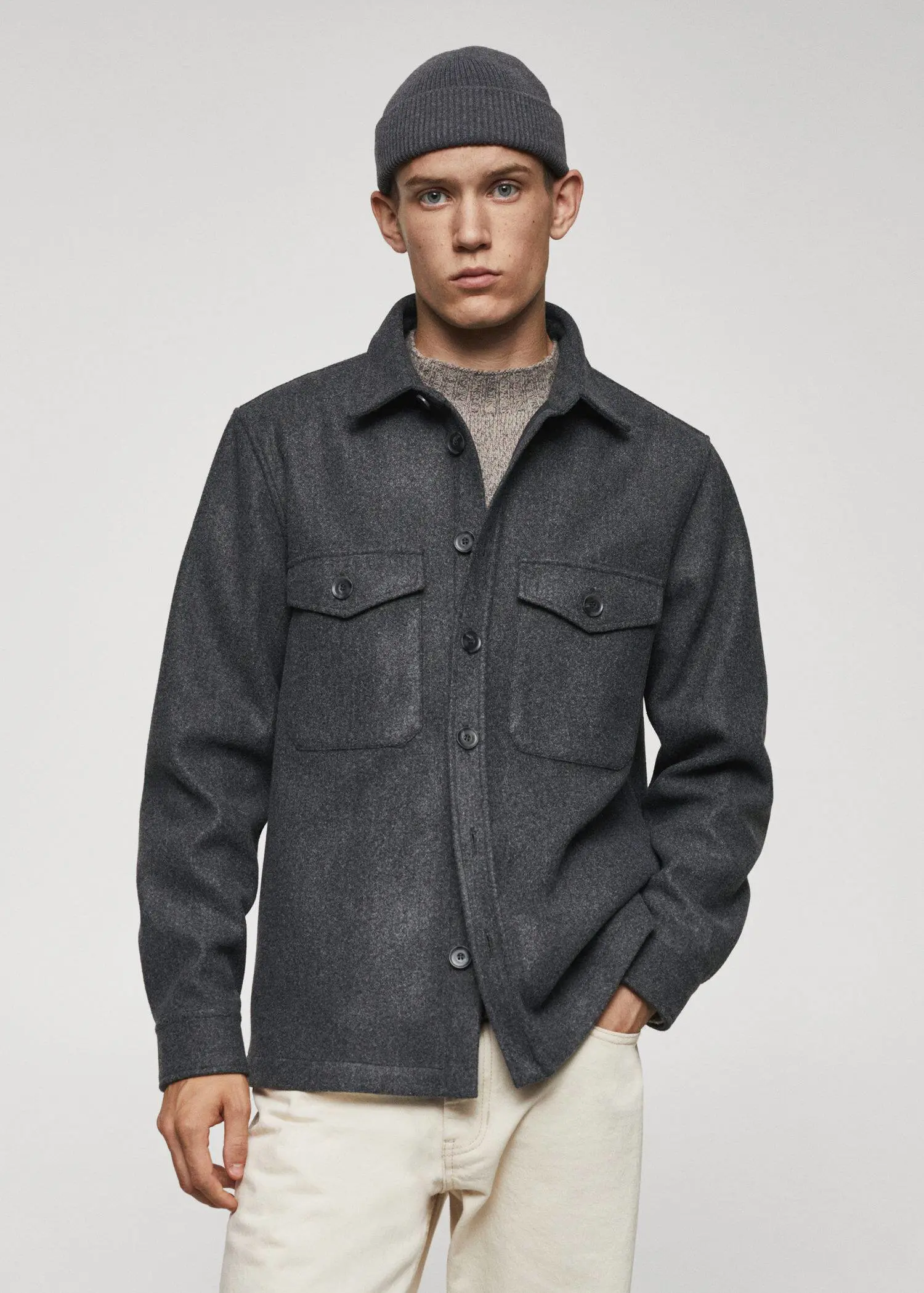 Mango Flannel overshirt with pockets . 1