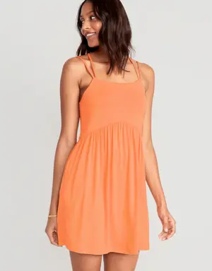 Fit & Flare Cross-Back Mini Cami Dress for Women orange