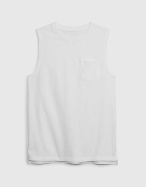 Kids Graphic Muscle Tank Top white