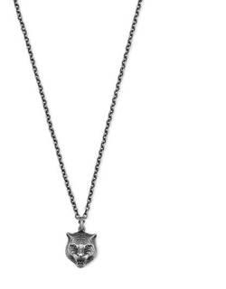 Necklace in silver with feline head