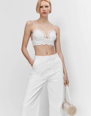 Mango Openwork knitted crop top 