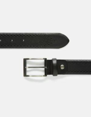 Men’s Leather Patterned Double-Sided Belt BLACK