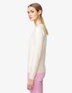 Cream V-neck sweater in pure Merino wool