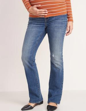 Maternity Side-Panel Boot-Cut Jeans blue