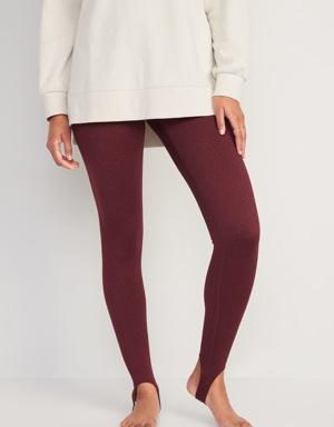 High-Waisted CozeCore Heathered Performance Stirrup Leggings for Women red
