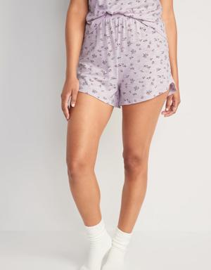 Old Navy High-Waisted Floral-Print Sunday Sleep Shorts for Women -- 3.5-inch inseam purple