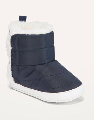 Unisex Sherpa-Lined Nylon Snow Boots for Baby blue