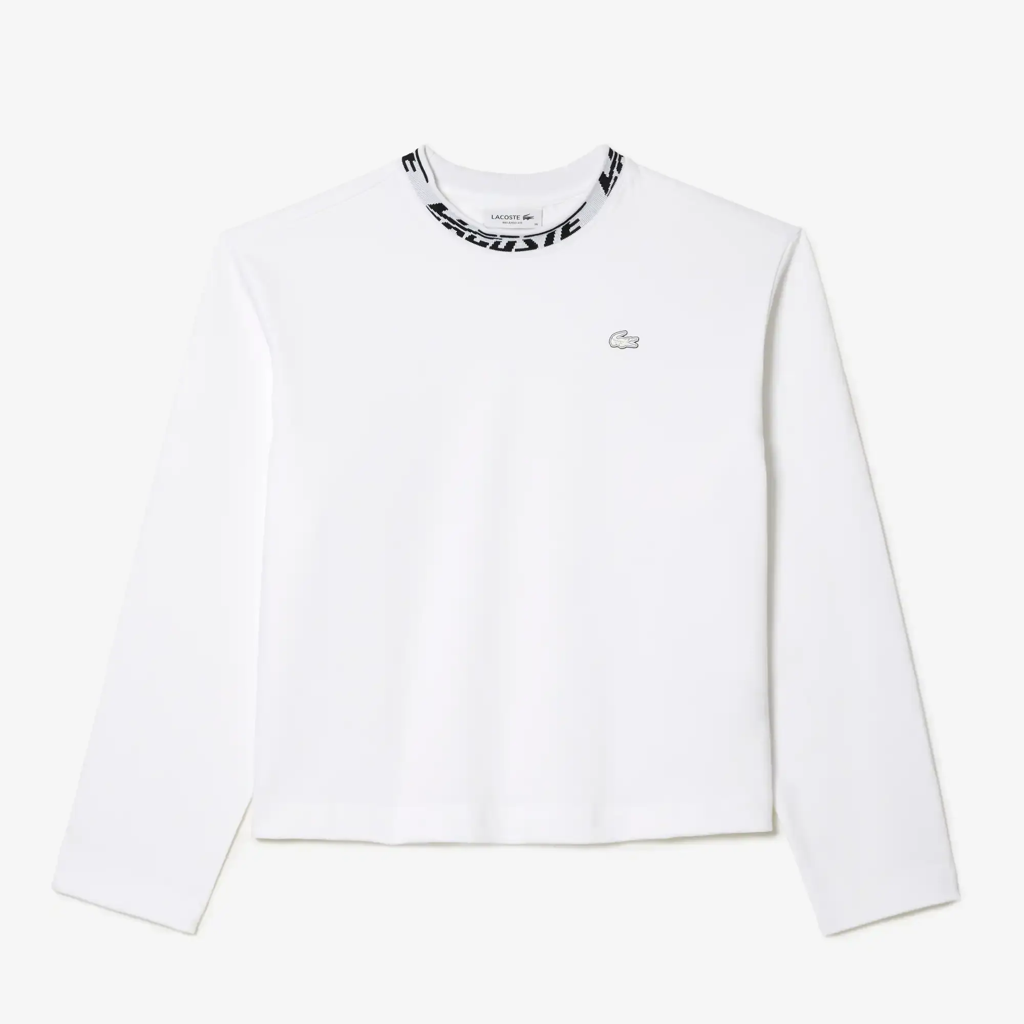 Lacoste T-shirt manches longues femme Lacoste oversize fit avec col siglé. 2