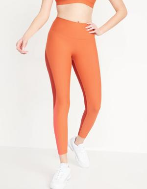 Old Navy High-Waisted PowerSoft Color-Block 7/8-Length Compression Leggings for Women orange