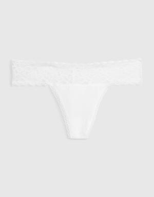 Gap Organic Stretch Cotton Lace-Trim Thong white