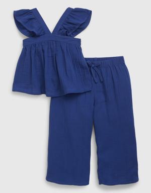 Gap Toddler Crinkle Gauze Outfit Set blue