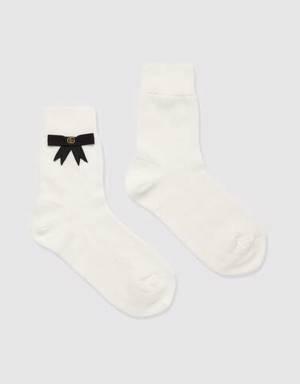 Cotton blend socks with GG bow