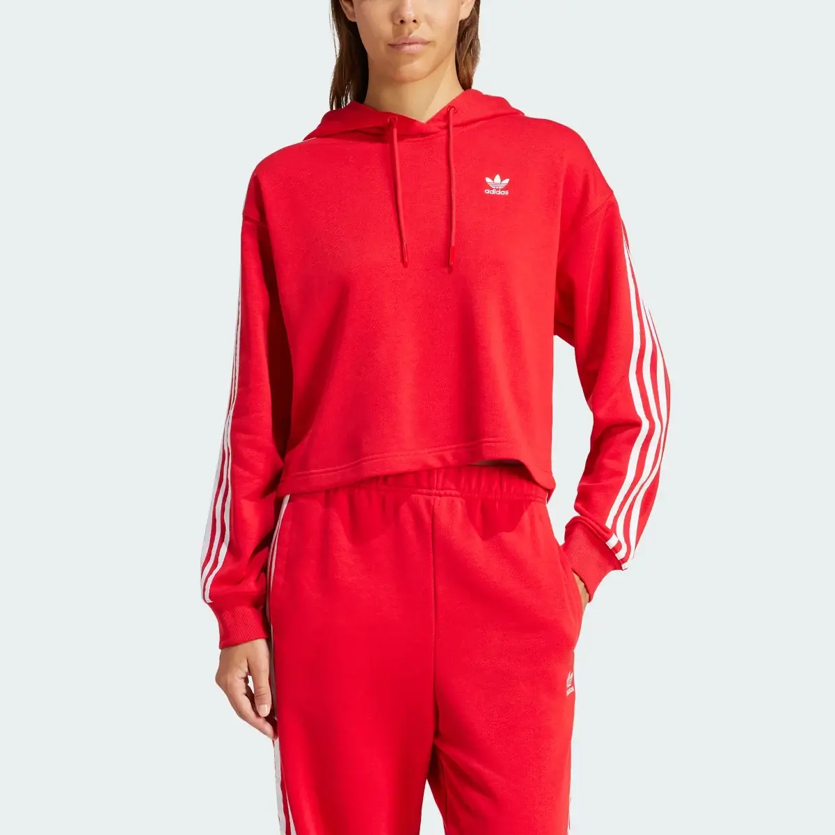 Adidas Adicolor 3-Stripes Short Hoodie. 1