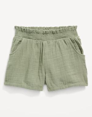 Smocked-Waist Pull-On Shorts for Toddler Girls brown