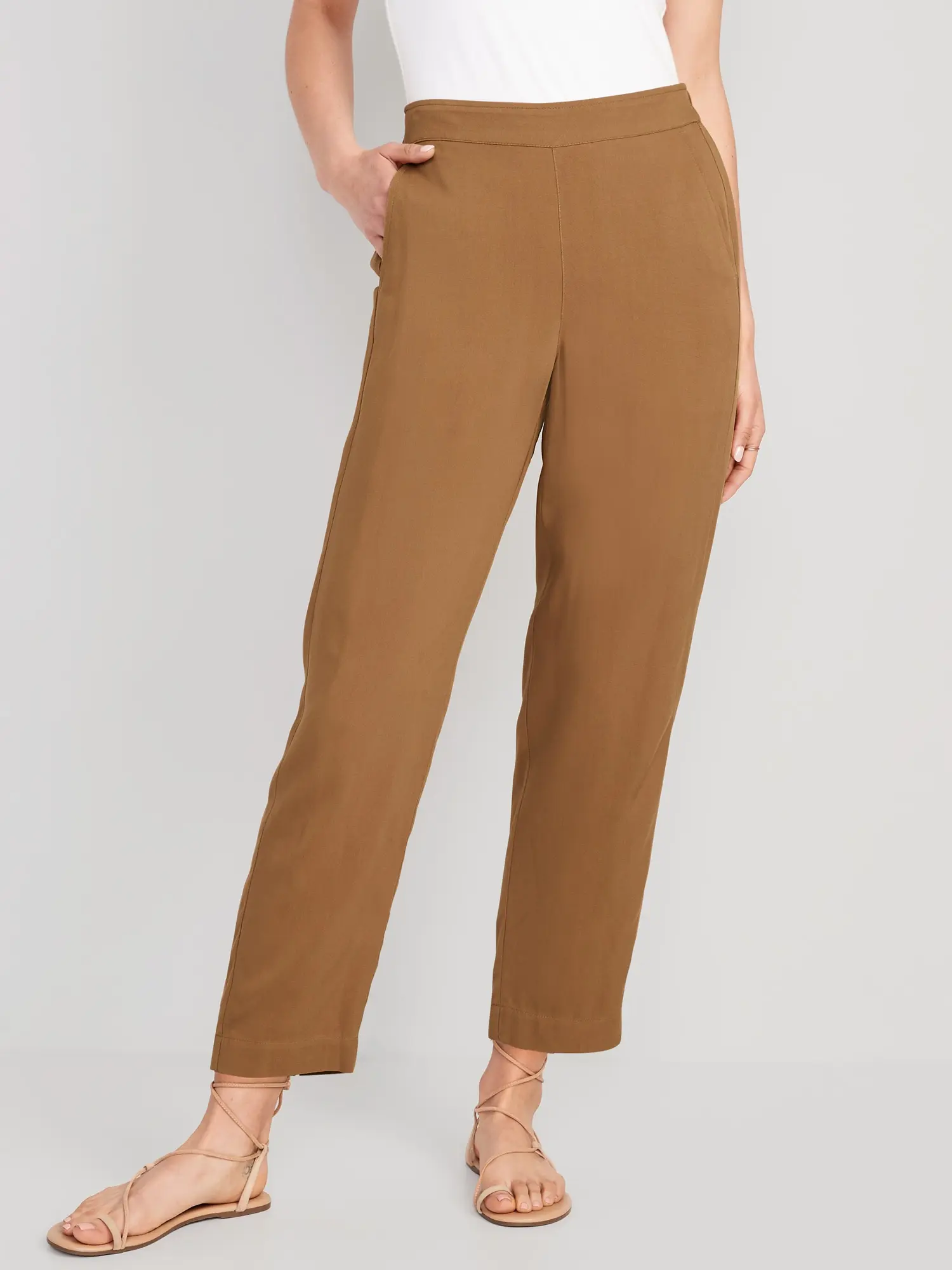 Old Navy High-Waisted Playa Taper Pants for Women brown. 1