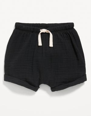 Unisex Double-Weave Pull-On Shorts for Baby black