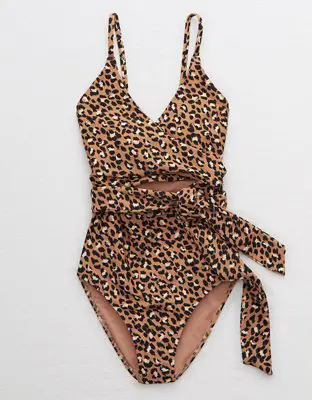 American Eagle Leopard Wrap One Piece Swimsuit. 1