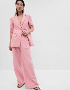 Linen-Cotton Pleated Pants pink