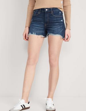High-Waisted O.G. Straight Cut-Off Jean Shorts for Women -- 3-inch inseam blue