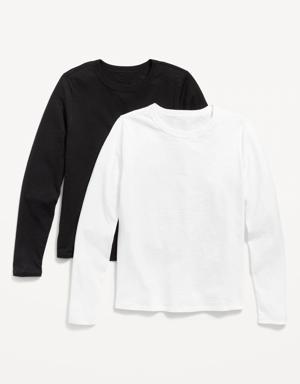 EveryWear Long-Sleeve Slub-Knit T-Shirt 2-Pack for Women black