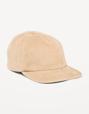 Gender-Neutral Flat-Brim Corduroy Trucker Hat for Kids beige