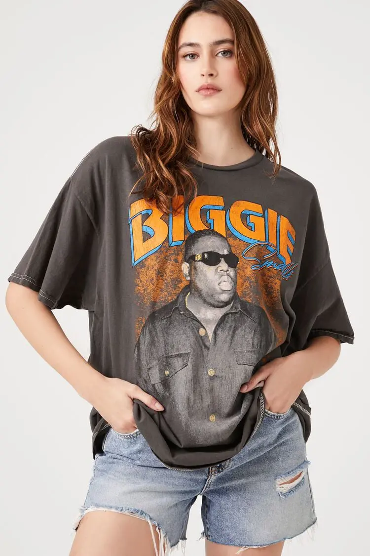 Forever 21 Forever 21 Oversized Biggie Smalls Graphic Tee Charcoal/Multi. 1
