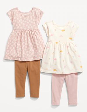 Short-Sleeve Dress & Leggings 4-Pack for Baby gray