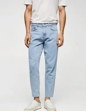 Lightweight light-wash tapered-fit jeans