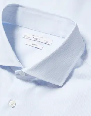 Slim-fit micro-print twill suit shirt