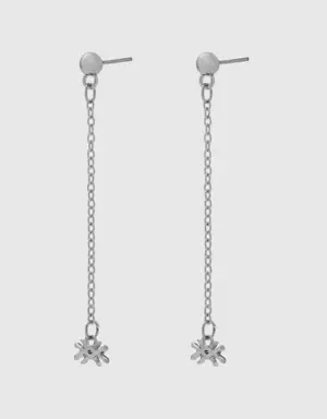 silver pendant earrings with logo