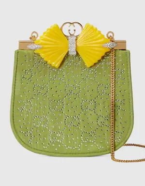 GG moire fabric handbag with bow