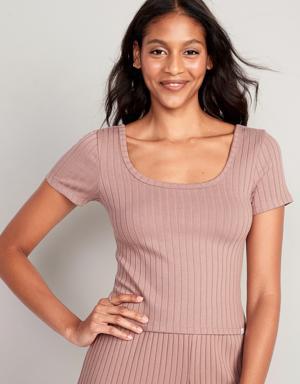 Old Navy Scoop-Neck Rib-Knit Pajama T-Shirt for Women pink