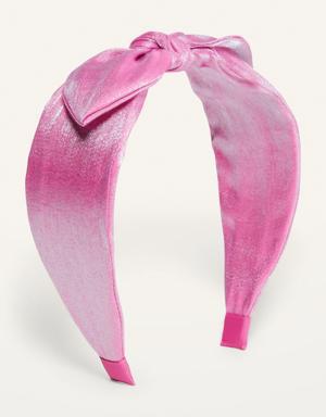 Fabric-Covered Bow-Tie Headband for Girls pink