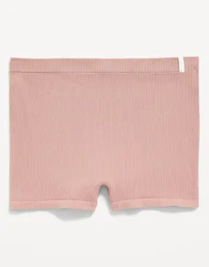 Seamless Mid-Rise Rib-Knit Boyshort Underwear for Women pink