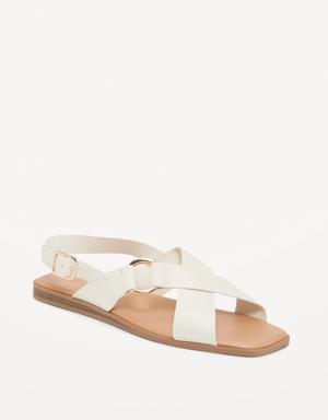 Old Navy Faux-Leather Cross-Strap Buckled Sandals for Women multi