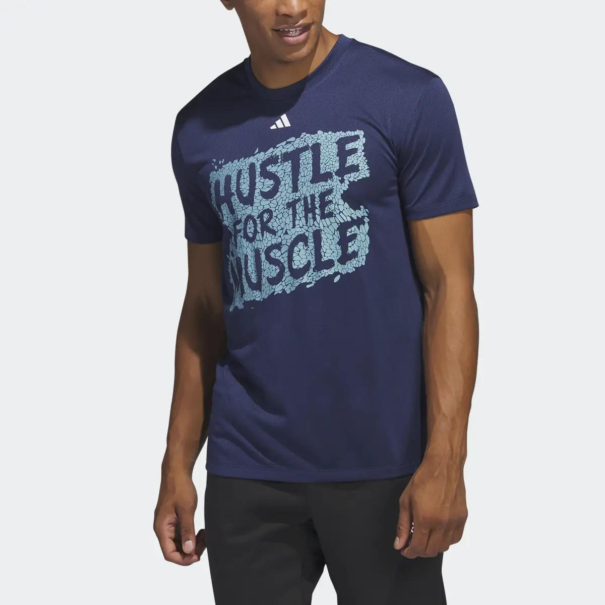 Adidas Hustle for the Muscle AEROREADY Short Sleeve Graphic Training Tee. 1