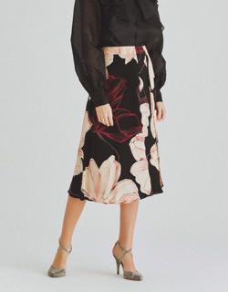 Floral Waist Tie Midi Skirt