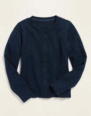 School Uniform Button-Front Cardigan for Girls blue