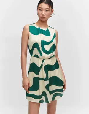 Printed dress with pleated details