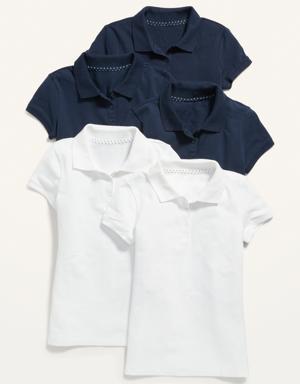 Uniform Pique Polo Shirt 5-Pack for Girls multi
