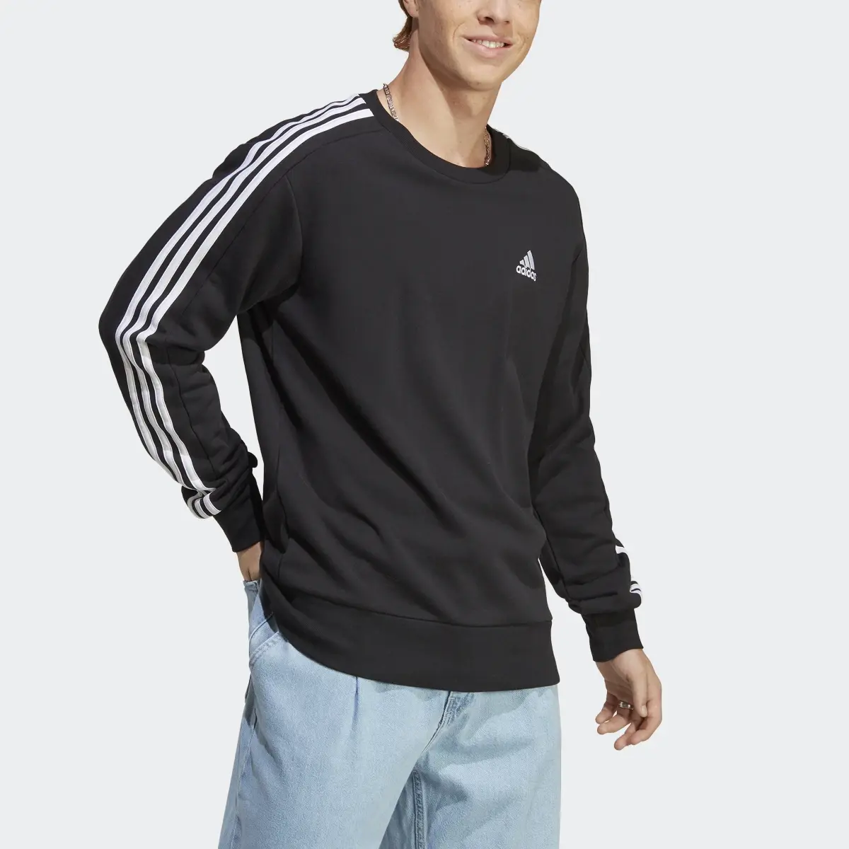Adidas Essentials French Terry 3-Stripes Sweatshirt. 1