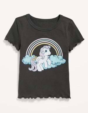 Old Navy Rib-Knit Lettuce-Edge Licensed Pop-Culture T-Shirt for Girls black