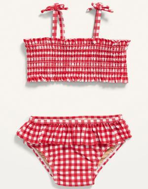 2-Piece Smocked Bikini Swim Set for Baby red