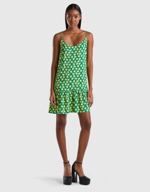 green dress with pear pattern