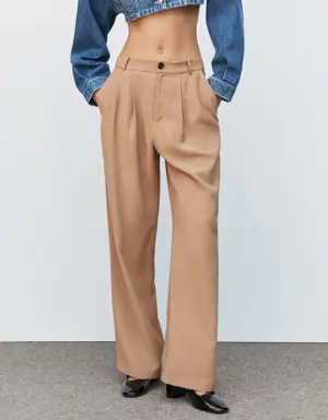Wideleg pleated trousers