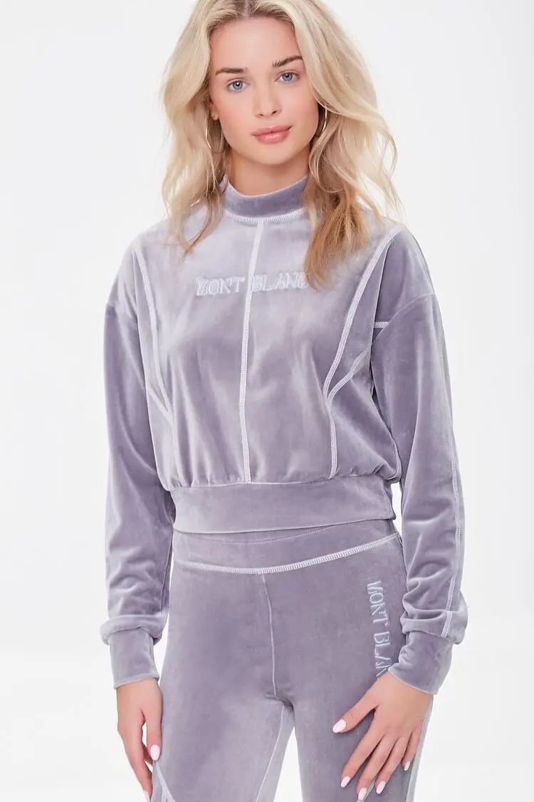 Forever 21 Forever 21 Embroidered Mont Blanc Pullover Grey. 1