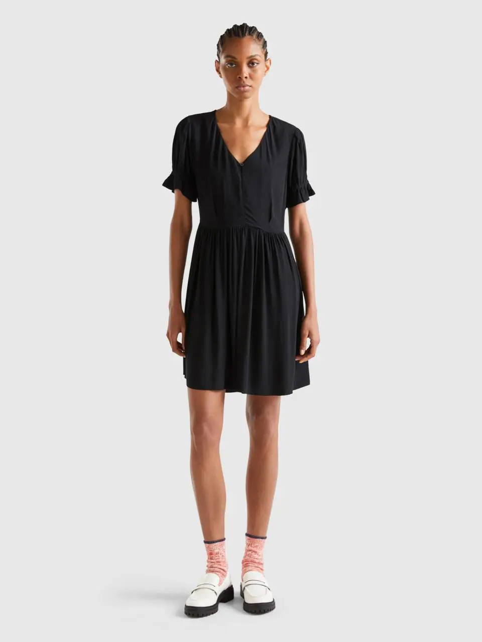 Benetton short dress in flowy viscose. 1