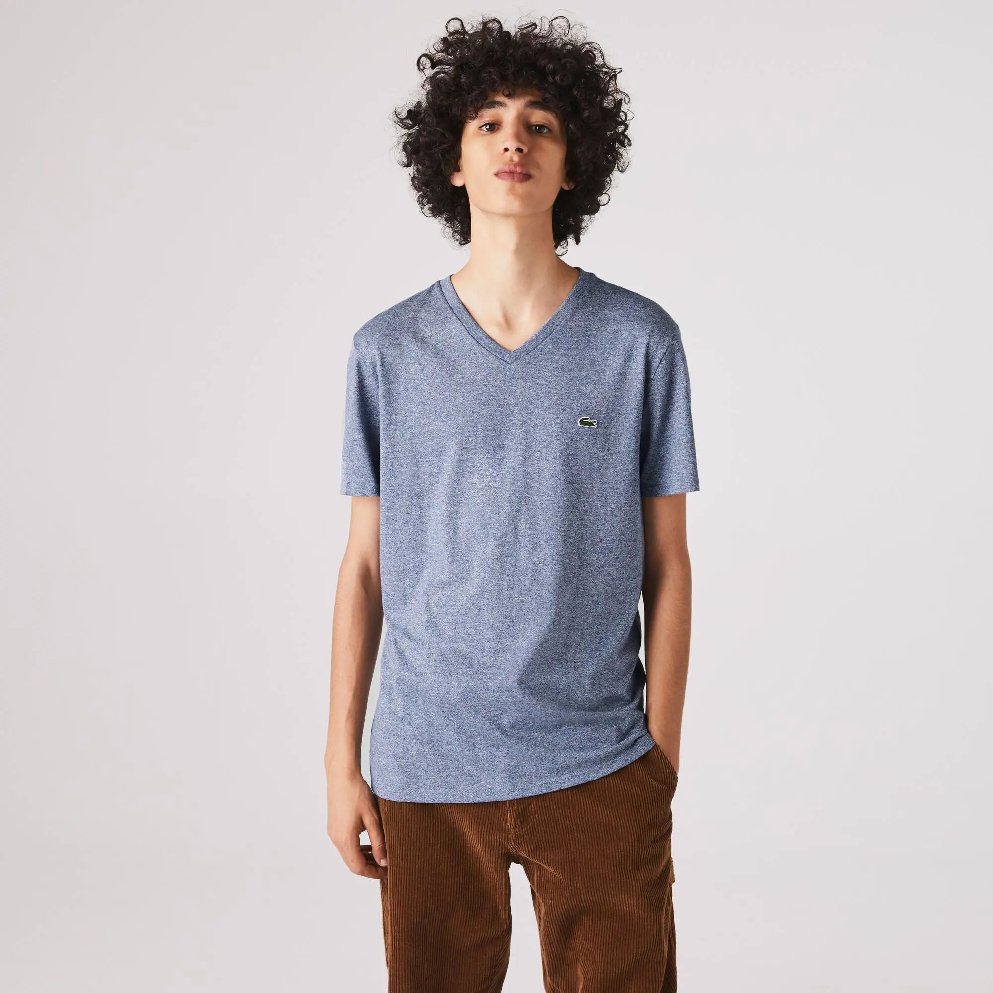 Lacoste Men's V-neck Pima Cotton Jersey T-shirt. 1