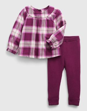 Baby Flannel Two-Piece Outfit Set purple